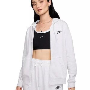 Nike White Crop Relaxed Hoodie